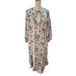 By Walid Rose Floral Print Linen Maxi Dress Small White Photo 1