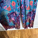 Maeve Anthropologie Andalusia Jumpsuit Women 10 Turquoise Floral Wide Leg Pocket Blue Photo 4