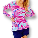 Lilly Pulitzer Pink Oh My Guava Sorella Pima Cotton Top Resort Vacation Size M Photo 0