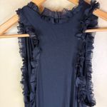 Carolina Benoit Black Ruffle Asymmetrical Sheer Overlay Mini Dress Womens Small Photo 6