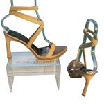 Donald Pliner Tan Beige Crepe Leather New Double Wrap Ankle Strap Shoe $250 NWT Size 8.5 Photo 2