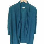 Anthropologie  Open Front Cardigan Sweater Long Sleeve Green Ramie Teal Small EUC Photo 0