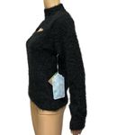 Sweet & Sinful Black Eyelash Knit Keyhole Front Mock Neck Sweater Womens Large Photo 5