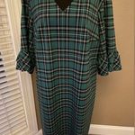 Draper James  Angie Green Plaid Shift Dress With Ruffle Bell Sleeves Photo 0