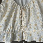Lush Clothing Lush White and Yellow Dainty Floral Cropped Tank Top Size Small Photo 2