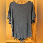 Max Studio  Embroidered V-Neck Flutter Sleeve Tie-Front Top in Blue Denim Size 2X Photo 8