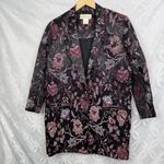 Jessica McClintock Jessica McClintock Black Floral Brocade Blazer Jacket Size 8 Photo 2
