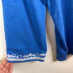 Belle Kim Gravel Blue Embroidered Tunic Top Medium Coastal Boho Soft Stretch Photo 2
