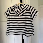 Maeve  Anthropologie Boxy Striped Short-Sleeve Hoodie black white Photo 5