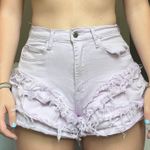 Jean shorts with ruffle Purple Photo 0