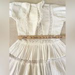 None Vintage 70s Prairie Lace Maxi Dress Flare Bell Sleeve Sheer Western Wedding Photo 15