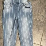 Almost Famous 🌹 Light Wash Striped Denim Overalls Size Medium Photo 1