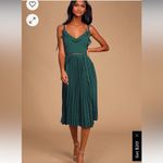 Lulus  Never A Dull Moment Emerald Green Tie-Strap Pleated Midi Dress Photo 3
