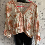 Rose + Olive  Floral Crop Top - Pink and Cream Photo 0