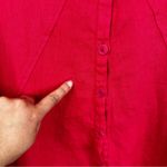 Flax  Shirt Womens P 4-6 Red Linen Long Sleeve Button Front Lagenlook Minimalist Photo 6