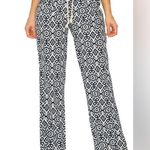 Cali 1850 Pants Size Medium Navy White Drawstring Wide Leg Linen Blend Photo 9