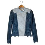 Chelsea And Walker Jacket‎ Women 4 Blue Crochet Lace Mario Denim Jacket Preppy Photo 2