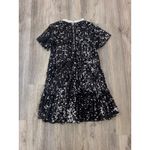 MELLO DAY Black Sequin Short Sleeve Mini Dress with Ruffled Collar XS Photo 2