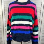A New Day Crewneck Sweater Soft & Fuzzy Multi Stripe-Small Photo 0