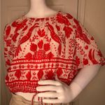 Farm Rio Red and White Floral Crop Top Photo 3