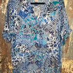 Natori Women's  Dress Women's Medium Blue Print Tunic Shirt V-Neck Photo 0