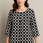 Ecology Women Sz 1X Cotton buttoned front lightweight jacket geo print Blazer Blue Photo 0