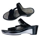 Alegria Loti Sandals 37 Black Leather Sparkle Wedge Lot 699 Photo 9