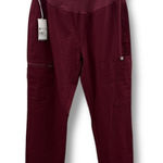 FIGS NWT Yola Maternity 2.0 Petite Skinny Scrub Pants XL Burgundy Workwear Photo 0