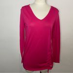 GapFit Hot Pink Long Sleeve V-Neck Cool Dry Top Women’s Small Photo 2