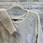 American Eagle Vintage Womens S Sweater Ivory Y2K Cable Knit Silver Clear Beaded Photo 1
