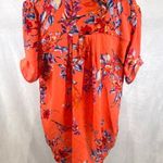 Daniel Rainn DR2 beautiful split neck orange floral blouse top size XL Photo 2