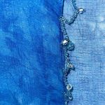 Tie Dye Blue Scarf with Beaded Trim Photo 2