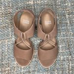 Eileen Fisher Doe Tumbled Nubuck Leather Heeled Sandal in Earth Photo 6