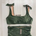 J.Crew nwt  womens green high rise tie bikini swim set L runched slimming sexy Photo 2