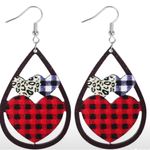 None ❤️❤️❤️3 for 12 🖤🖤🖤Plaid Heart Earrings Photo 0