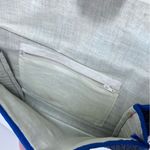 Vintage Y2K Navy Blue Raffia Straw Envelope Foldover Crossbody Clutch Bag Photo 2