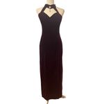 Vintage Gothic Velvet Halter Gown Burgundy Velvet Opera Dress with Pearl Choker Photo 1