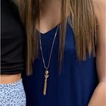 Long Brass Statement Necklace Gold Photo 1