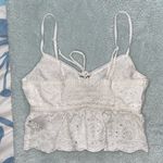 Aerie  White Lace Up Eyelet Crop Cami Top Photo 2
