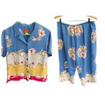 Hearts of Palm size 10 linen blend top and wide leg capris. Blue Photo 1