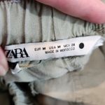 ZARA  Tan Elastic Waist Straight Leg Drawstring High Rise Trouser Pants Medium Photo 7