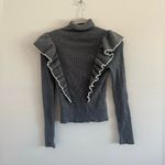 joe's jeans Joe's Andrea's Lookbook S Gray Wool Ruffle Neck Sweater Photo 2