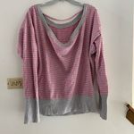 Victoria's Secret Victoria’s Secret Sport hot pink grey striped sweatshirt size medium 78% cotton Photo 3