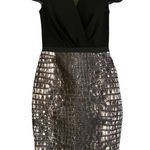 Giambattista Valli Black Surplice Crocodile Print Sleeveless Shift Dress Photo 1