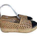 Loeffler Randall  Mara Lasercut Leather Espadrille Flats Brown Black Size 7 Photo 5