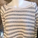 Lucky Brand Gray White Boxy 3/4 Sleeve Boat Neck Cotton Sweater Women's Sz Small Photo 1