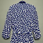 Hobbs London Magda Midi Shirt Dress Waist Tie Blue Patterned Women’s Size 10 Photo 6