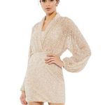 Mac Duggal Short Wedding Guest Dress 10790 , NWT Size 8 Sequin Nude color Photo 0