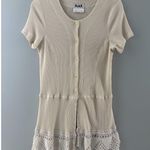 Flax Dress Womens Medium Crochet Lace Hem Button Waffle Weave Henley Boho Y2K Photo 15