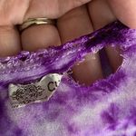 Batik Tie Dye Sun Dress S Purple Lace Front Embroidered Short Sleeve Rayon Photo 5